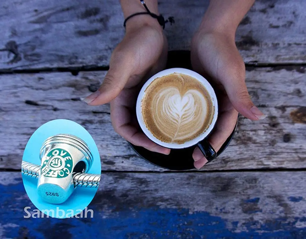

Coffee Cup Charm Sterling Silver Coffee Mug Charm I Love Coffee Charm Bracelet Bead fit Pandora Bracelets diy jewellery making