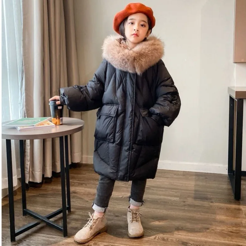 

Детская куртка на белом утином пуху, водонепроницаемая парка с капюшоном, TZ46, зимняя утепленная куртка для девочек, 2021