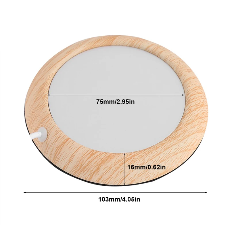

USB Wood Grain Warmer Mug Table Mat Coffee Drink Coaster Creative Protable Placemat for Dining Decoration Pads