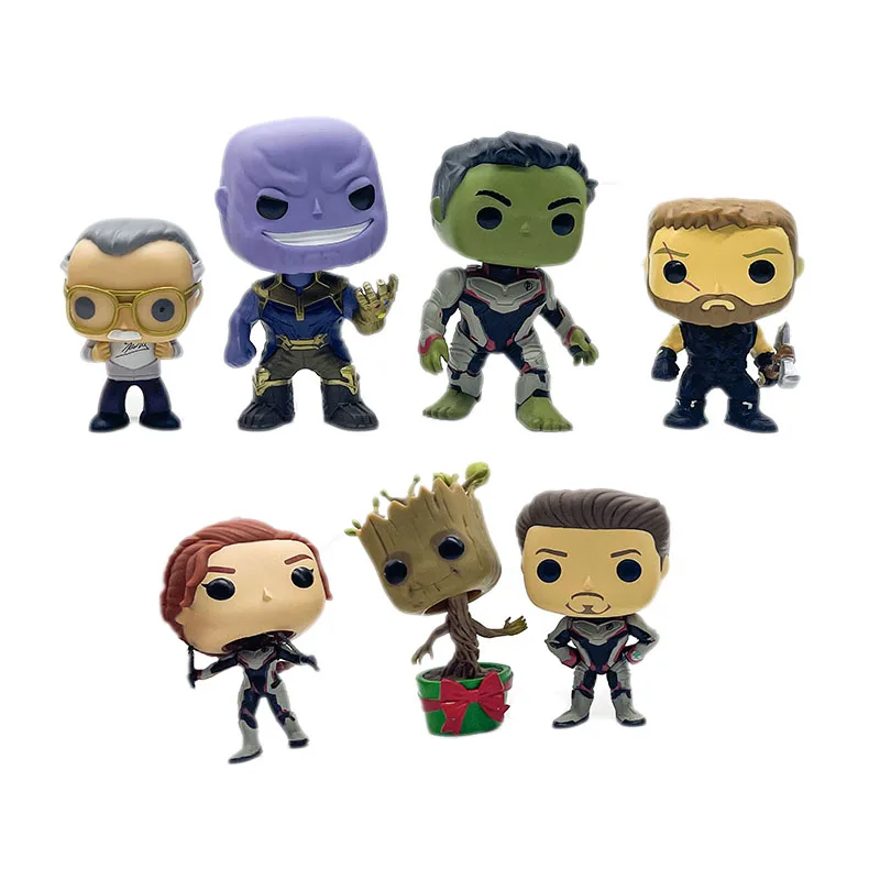 

Marvel Avengers Pop Q-Version Thor Iron Man Tony Stark Groot Hulk Thanos Black Widow Model Anime Figures Collect