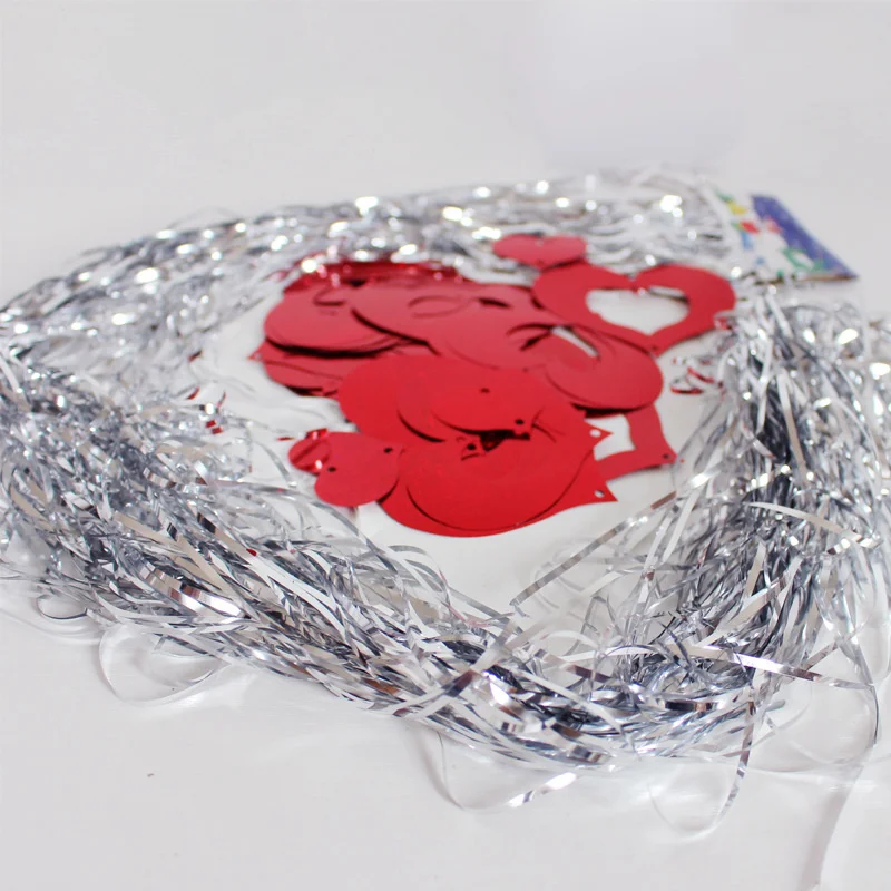 100pcs Laser Sequin Heart Rain Tinsel Balloon Pendant Valentines Day Romantic Wedding Party Decoration Mariage Home Decor - купить по