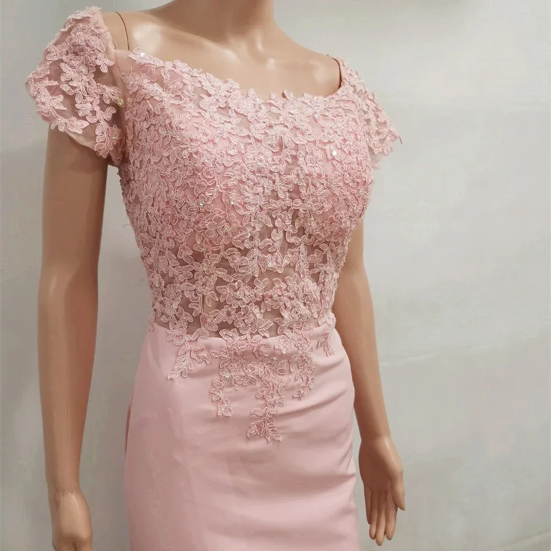 Vestido de, элегантное вечернее платье с вырезом лодочкой, шифоновое платье с кружевом, платье на год, свадебное платье, Vestido De Noiva