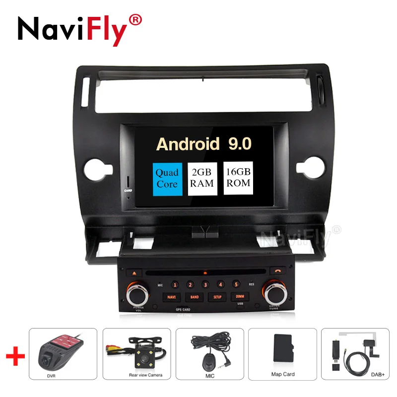 Новинка! 4+ 64G Android 9,0 автомобильный dvd-радиоплеер gps навигация для Citroen C4 C-Triomphe C-Quatre 2004-2009 автомобильный аудио стерео 8 ядер - Цвет: 4Core Camera DVR DAB