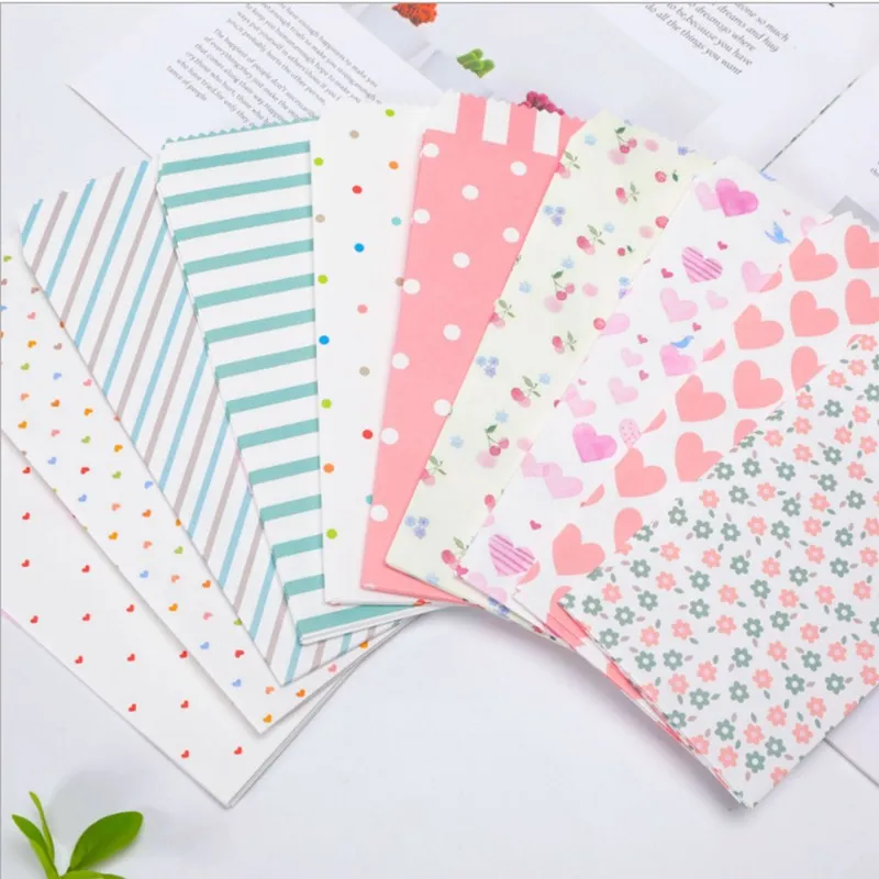 

5pcs cartoon envelope pattern mixed mailer paper envelopes for letters love stripe DIY 19.5*9CM