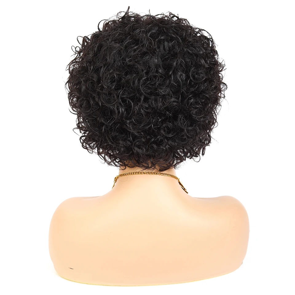 Короткий вьющийся парик человеческие волосы перруке Cheveux Humain бразильские парики