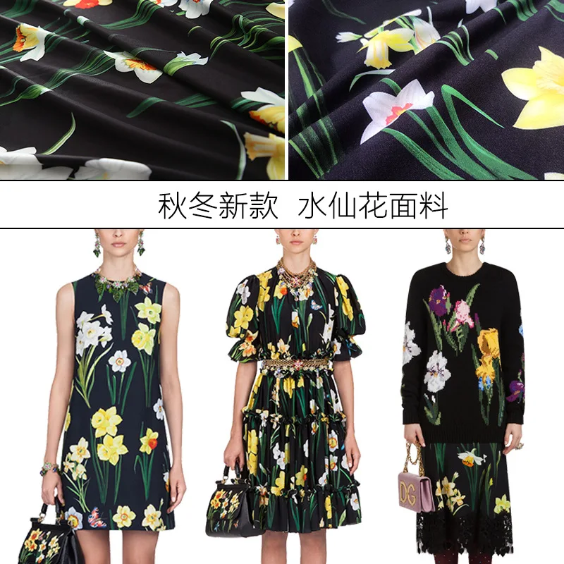 Саржевая ткань для одежды платья на метр новая с цифровым принтом модная 100%