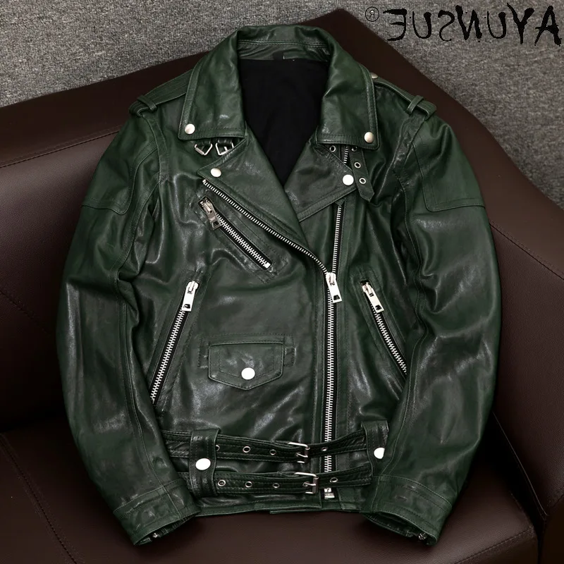 

Genuine Real Leather Jacket Men Korean 100% Sheepskin Coat Man Vintage Short Motorcycle Jacket Men Clothing 2021 J6767