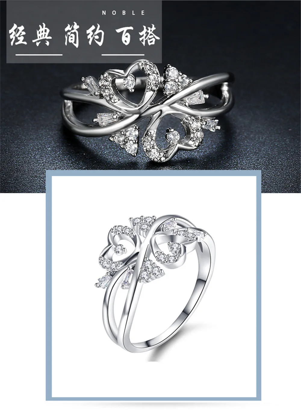 Любящее сердце из циркона кольца с бриллиантами для женщин femme покрытием 18 ти