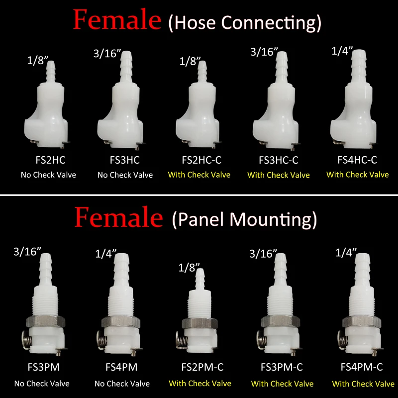 

1/8" Quick Coupling Connector Male and Femal Quick Shut-off Valve Hose Barb Joint Adapter
