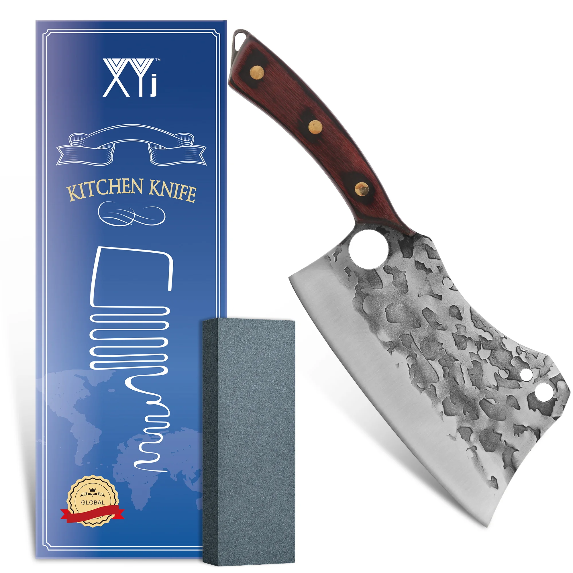 

XYj Butcher Knife 7 Inch High Carbon Steel Kitchen Chef Knife Cleaver Vegetable Meat Cutting Knives With Full Tang Wood Handle