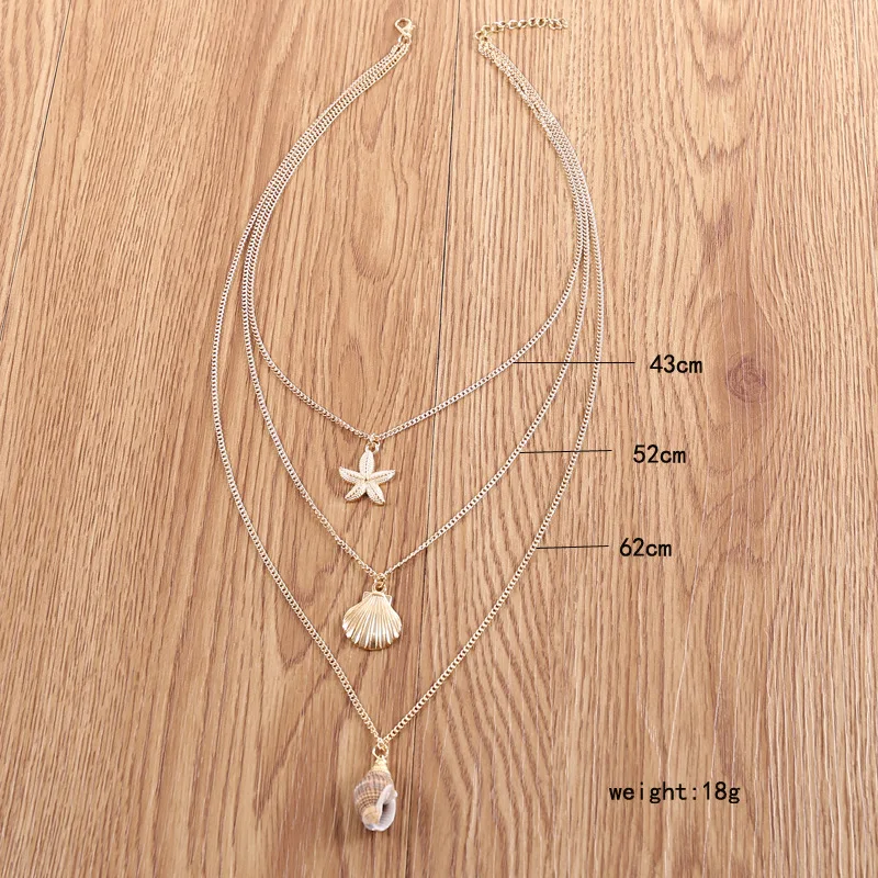 3 шт./компл. женские ожерелья Раковина Морская звезда Подвеска на цепочке
