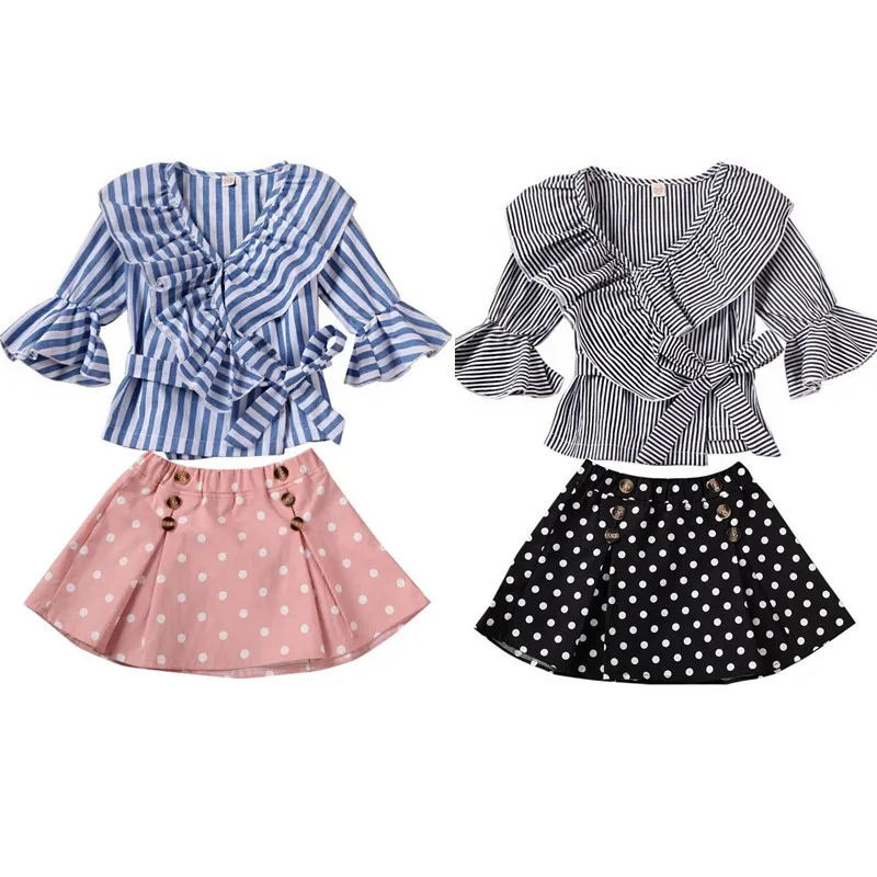 Весна Осень 2020 детская одежда детское платье для маленьких девочек полосатый топ