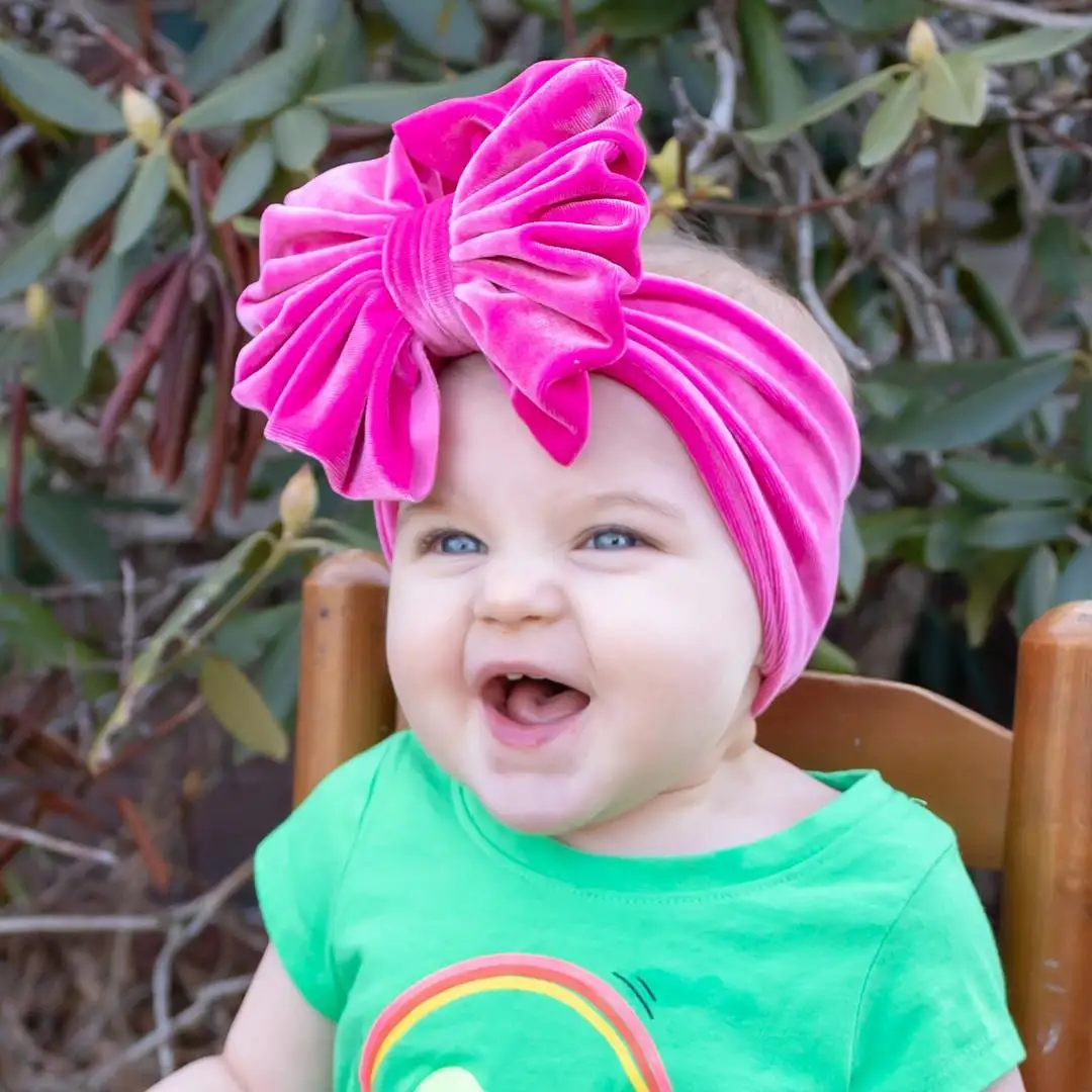 

Детские повязки на голову для девочек с большим бантом, повязки на голову для детей, головной убор, бархатная эластичная повязка для волос, п...