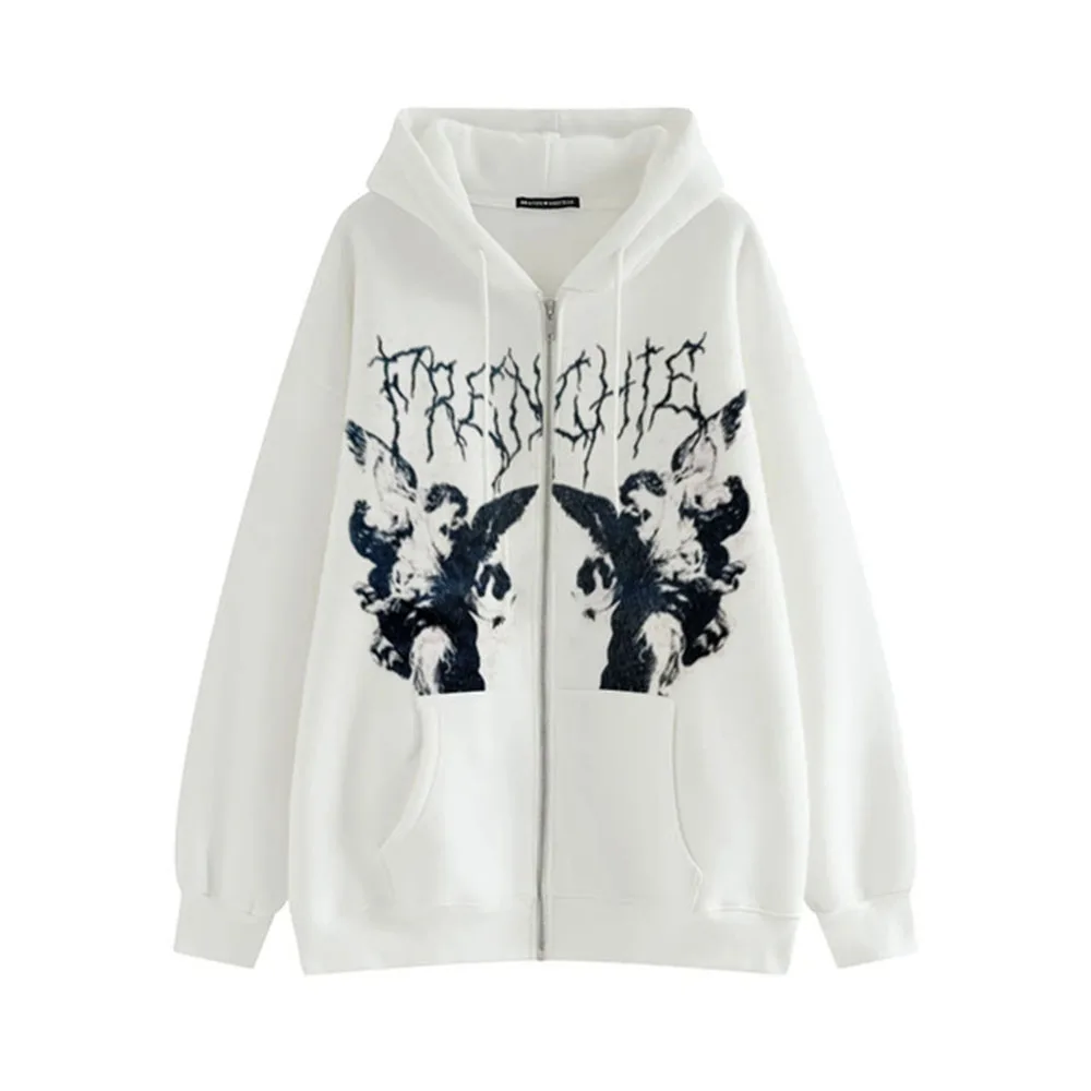 

2021 Street Hipster Hooded Sweater Women Loose Pocket Sweater Street Sports Zipper Cardigan Autumn New Fashion High Street