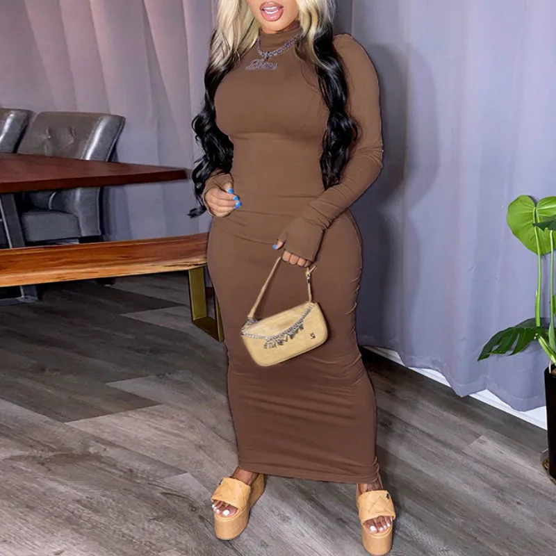 

Bodycon Maxi Long Dress for Women Sexy Vintage Party Club Long Sleeve Dress Autumn Winter Pencil Elegant Backless Outwear GV452