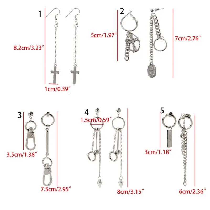 Перекрестный замок цепь с бруском Асимметричная Подвеска Серьги-капли