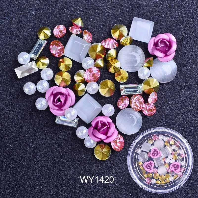 WY1420 3D ногтей Стразы, Роза ювелирных изделий различных DIY драгоценные камни Очаровательная обувь украшенная разноцветными стразами ногтей гель для украшения с блестками и украшениями, аксессуары для ногтей - Цвет: WY1420