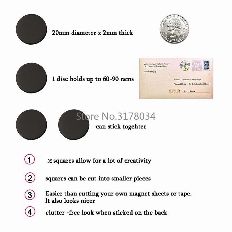 35 шт. самоклеящиеся круглые гибкие магнитные точки для поделок домашний офисный