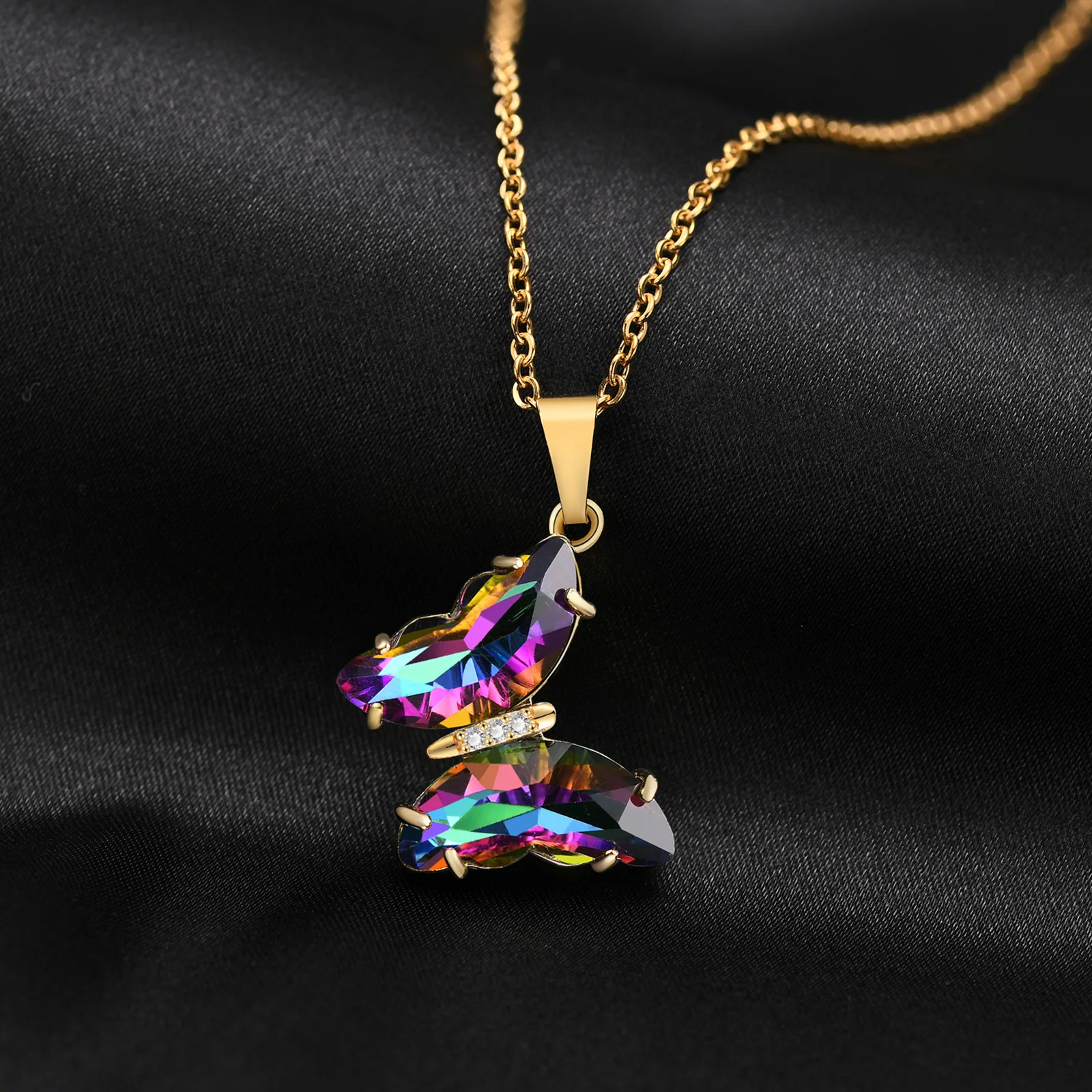 

Rhinestone Butterfly Pendant Necklace for Women, Charm Female Rhinestone Shining Romantic Collar