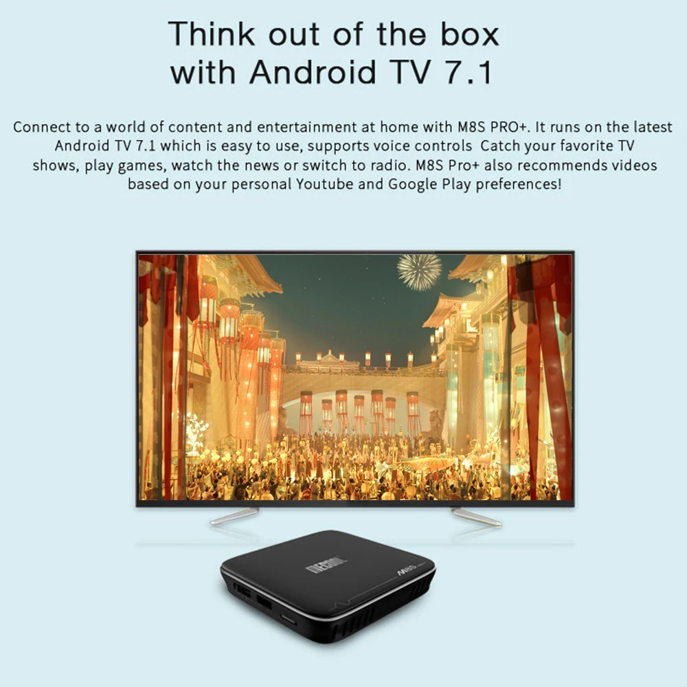 ТВ приставка MECOOL M8S PRO Plus Android 7 1 с голосовым ИК управлением 2 4 ГГц четырехъядерным