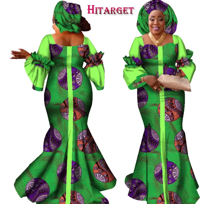 Женское платье с шарфом длинное в африканском стиле модель WY2347|african dresses for women|african