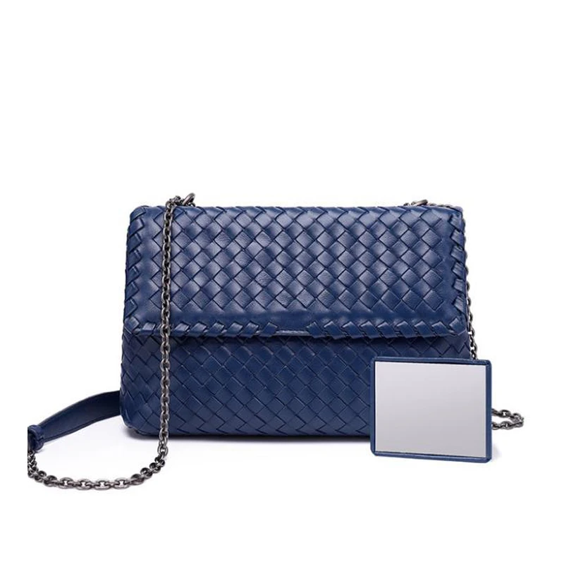 Женская сумка мессенджер из натуральной кожи мягкая плетеная сумочка на плечо