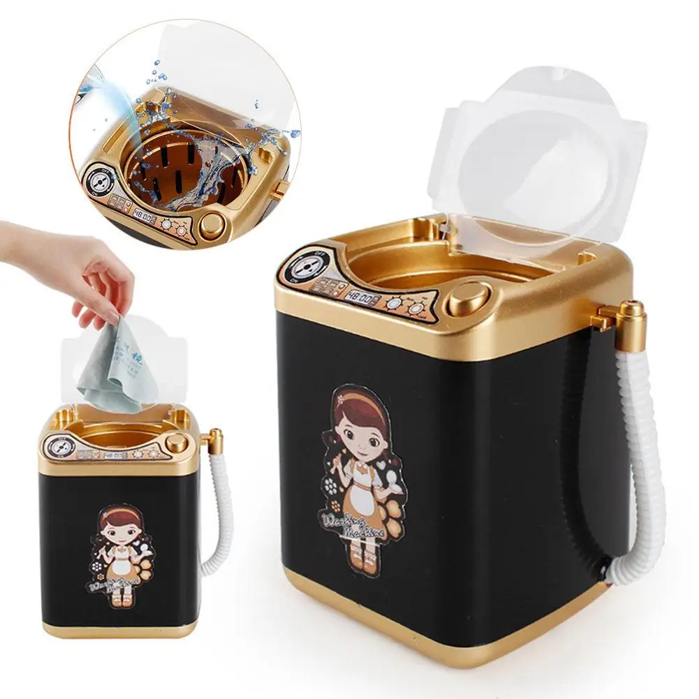 

1pc 3 Colors Plastic Mini Washing Machine Makeup Cleaner Toy Electric Children's Pretend Play Washing Machine Toy