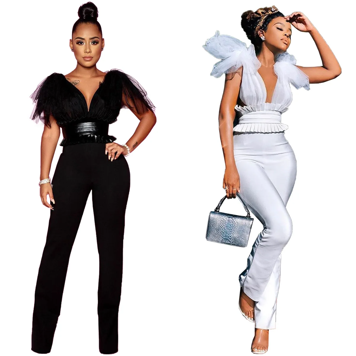 Фитнес Повседневное штаны-комбинезон булава V образным вырезом комбинезоны для