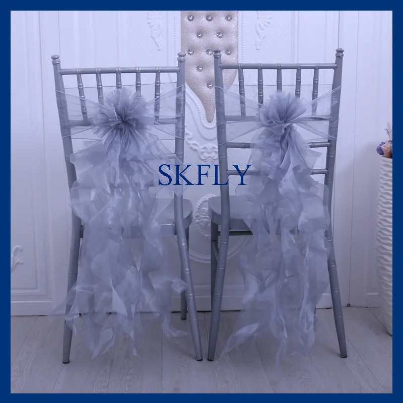 CH098U SKFLY элегантная Свадебная вечеринка органза frillyivory курчавая ива чехол на стул - Цвет: grey