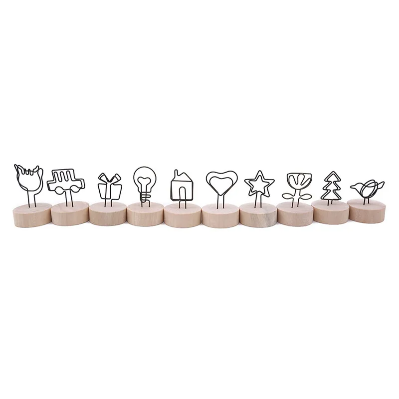 

4CM Creative Round Wooden Iron Photo Clip Memo Name Card Pendant Furnishing Articles Picture Frame DIY Family Photo Decoration