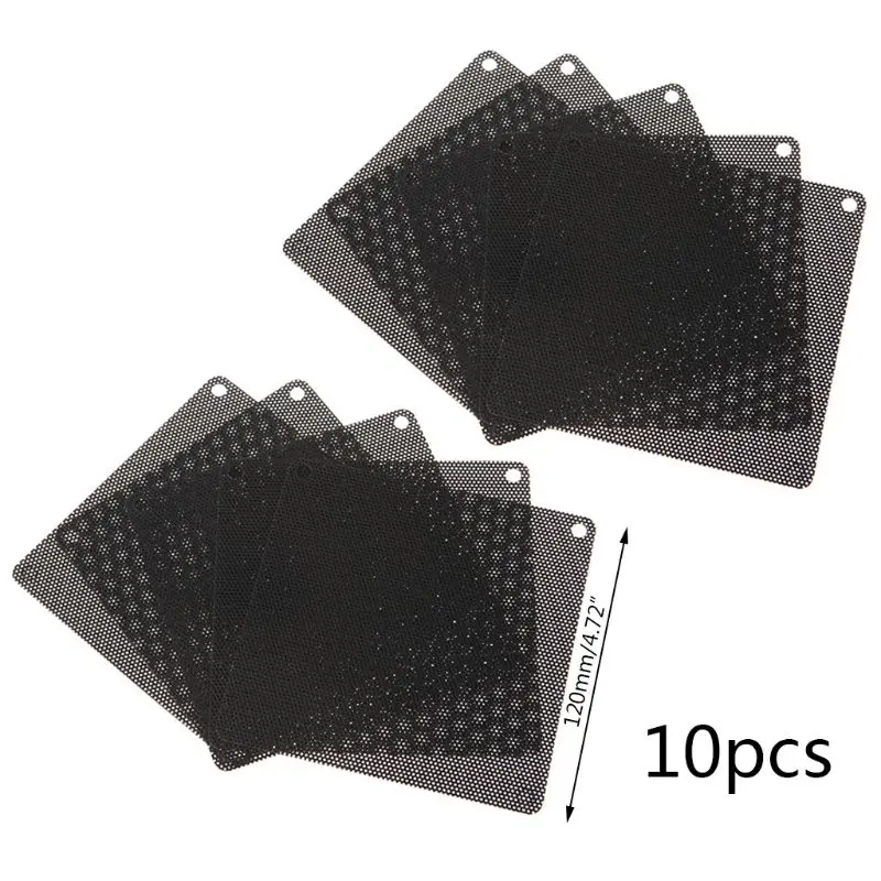 

100% Brand New and High Quality 10PCS 120MM PVC Fan Dust Filter PC Dustproof Case Cuttable Computer Mesh Cover Black