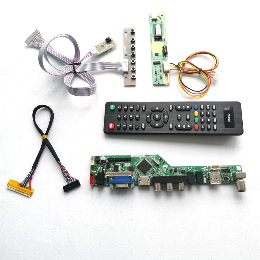 

For B154PW02 V0 V1 LVDS 1CCFL 30Pin Keyboard+Remote+Inverter LCD Panel Monitor TV Drive Card Board VGA USB AV RF DIY Kit