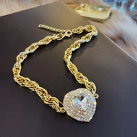 fyuan fashion golden heart crystal choker necklaces for women geometric chain necklaces statement jewelry party