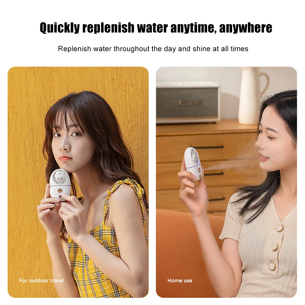 

Portable Facial Beauty Spray USB Rechargeable Humidifier Face Instrument Cartoon Animal Nano Spray Apparatus Hydrating Beauty De