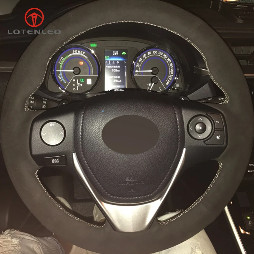 LQTENLEO черный замшевый чехол рулевого колеса автомобиля DIY для Toyota RAV4 2013 2019 Corolla 2014