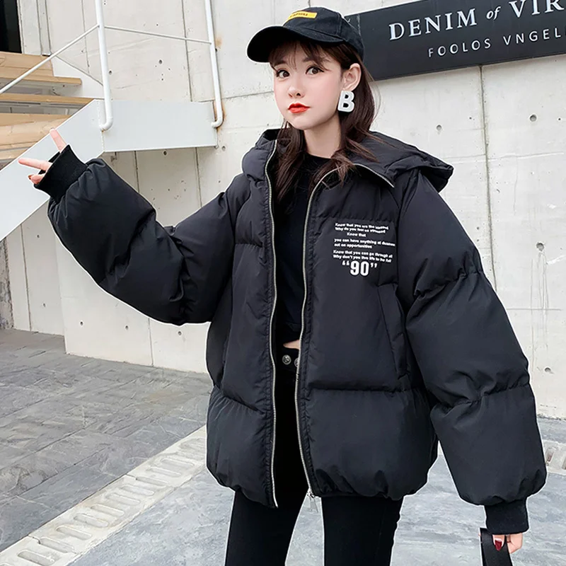Spring Woman Winter Jacket Cartoon Parka Coat Female Hooded Warm Short Jackets Casual Jacket Plus Size Coat Femme Harajuku