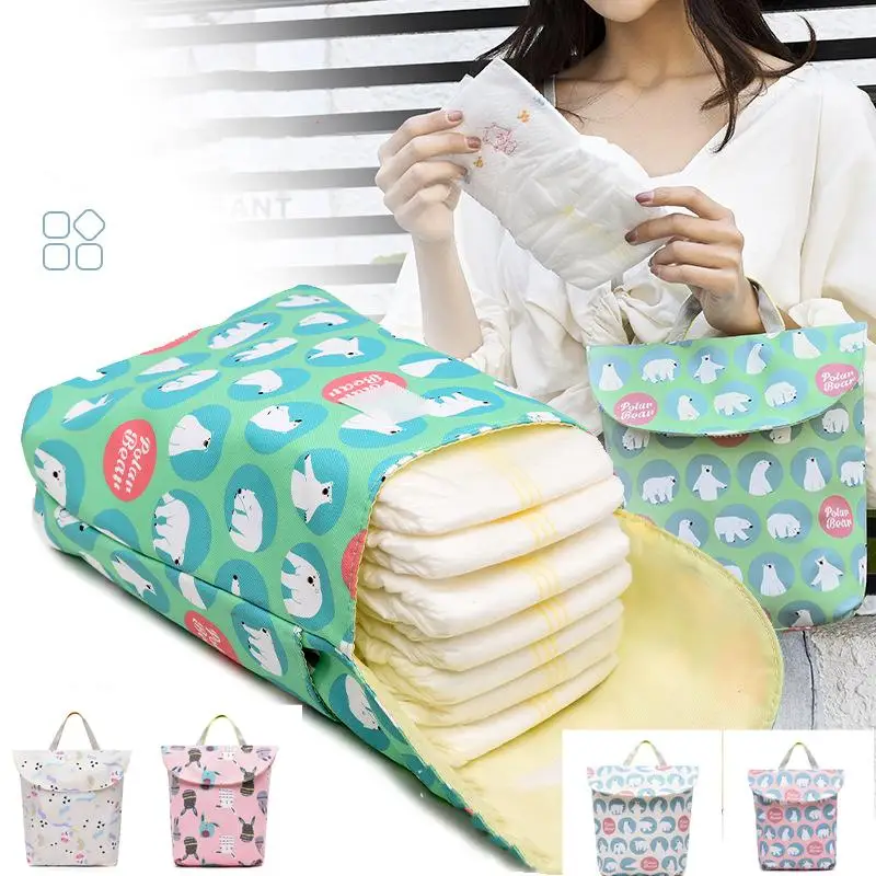 

Cute Cartoon Striped Baby Diaper Bag Waterproof Travel Maternity Small Wet Bags for Mommy Storage Stroller Accessories