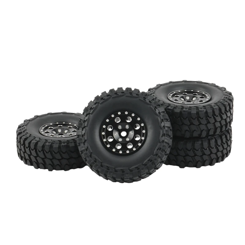 Juego de llantas con abalorios de Metal para coche, conjunto de llantas con adaptador hexagonal para coche trepador 1,0 RC Axial SCX24 1/24, piezas de actualizaci&oacute;n, 4 Uds., 90081-3