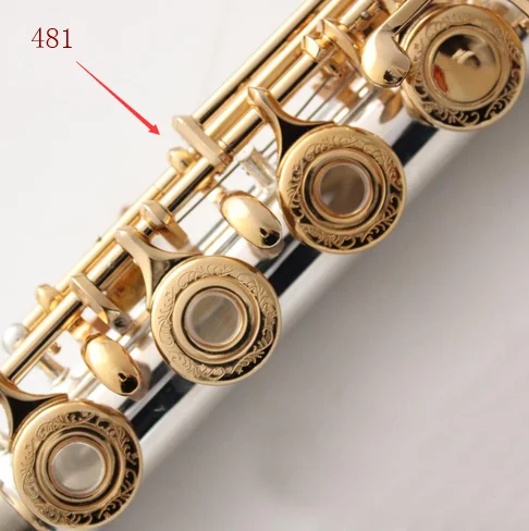 

Music Fancier Club Flute 481 Engraving Hand Carved Keys Gold Plating Flutes B Leg Open Holes 17 Gold Keys