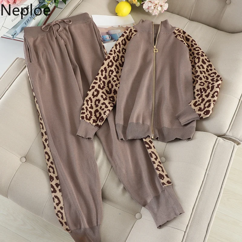 Neploe повседневный вязаный свитер кардиганы + штаны с высокой талией новинка 2020