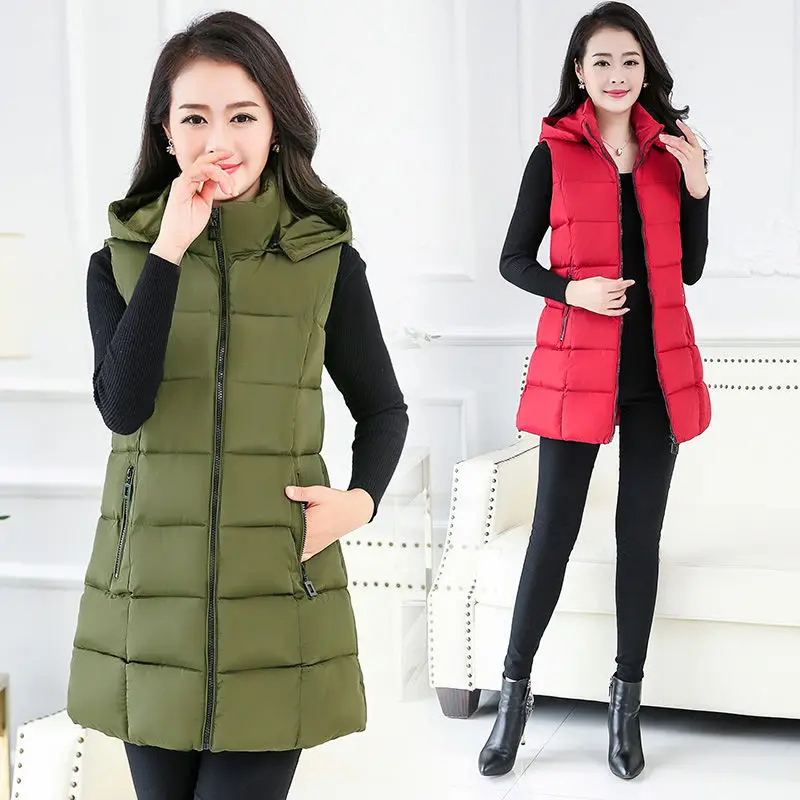 

Women 2020 Autumn Winter New Arrival Hooded Vests Female Thick Warm Waistcoat Ladies Oversize Sleeveless Jacket Coat Z233