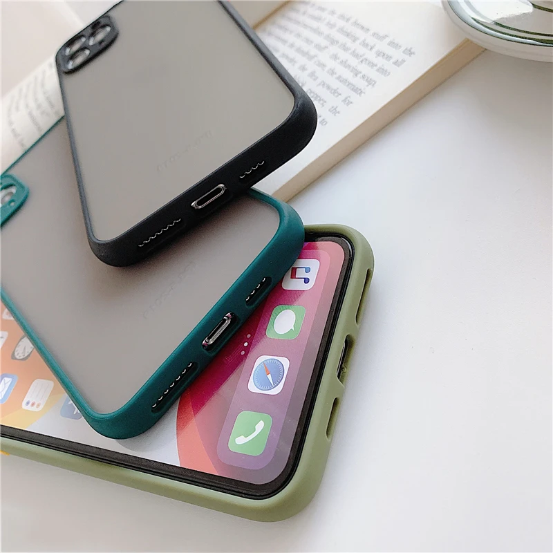 

Camera Protection Bumper Phone Cases For iPhone 11 11 Pro Max XR XS Max X 8 7 6 6S Plus Matte Translucent Shockproof Back Cover