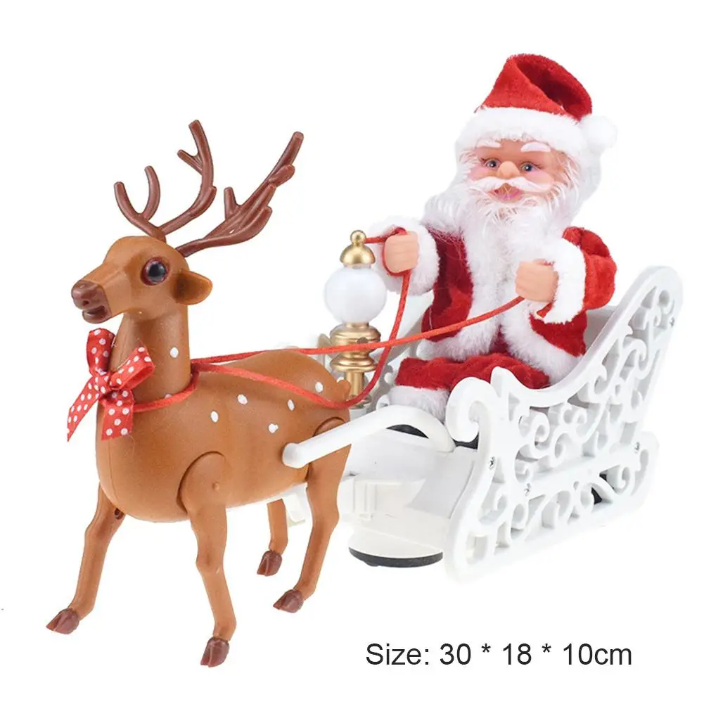 

Plastic Santa Claus Elk Sleigh Doll Festival Electronic Music Toys Christmas Table Ornament New Year Children Gift
