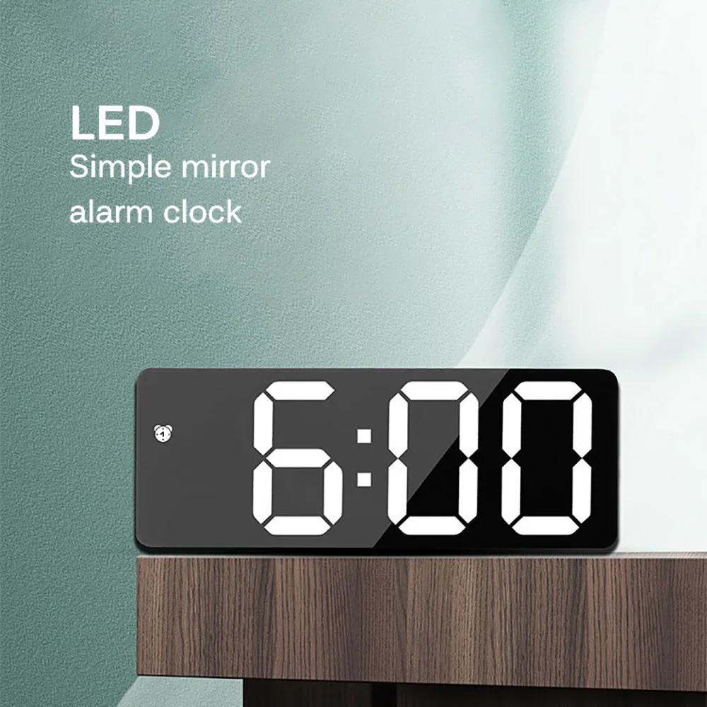 

LED Digital Dual Alarms Voice Control Mirror Table Clock Christmas Decora Battery Plug-In Dual Purpose Alarm Clocks For Office