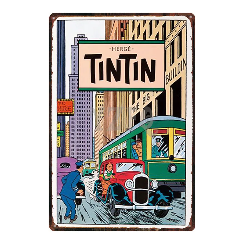 DU2982 Tintin мультфильм металлическая жестяная вывеска потертый шик стены Детская комната кофе магазин домашнего искусства ремесло Тики Бар Декор 30X20 см DU2993 - Цвет: DU2982