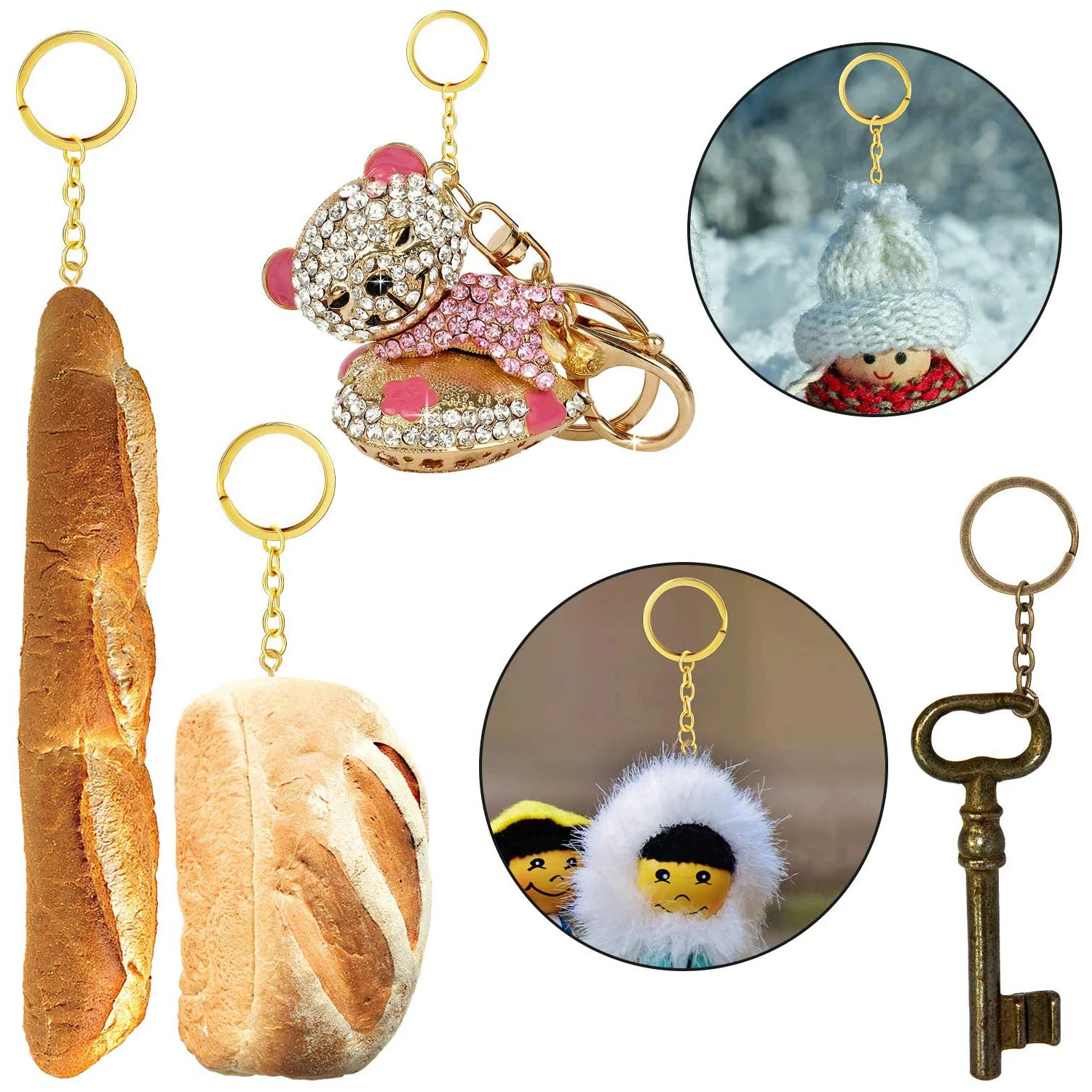 5-20pcs/Lot Key Chain Key Ring Keychain Bronze Rhodium Gold 25mm/30mm Long Round Split Keyrings Keychain Jewelry Making Wholesal