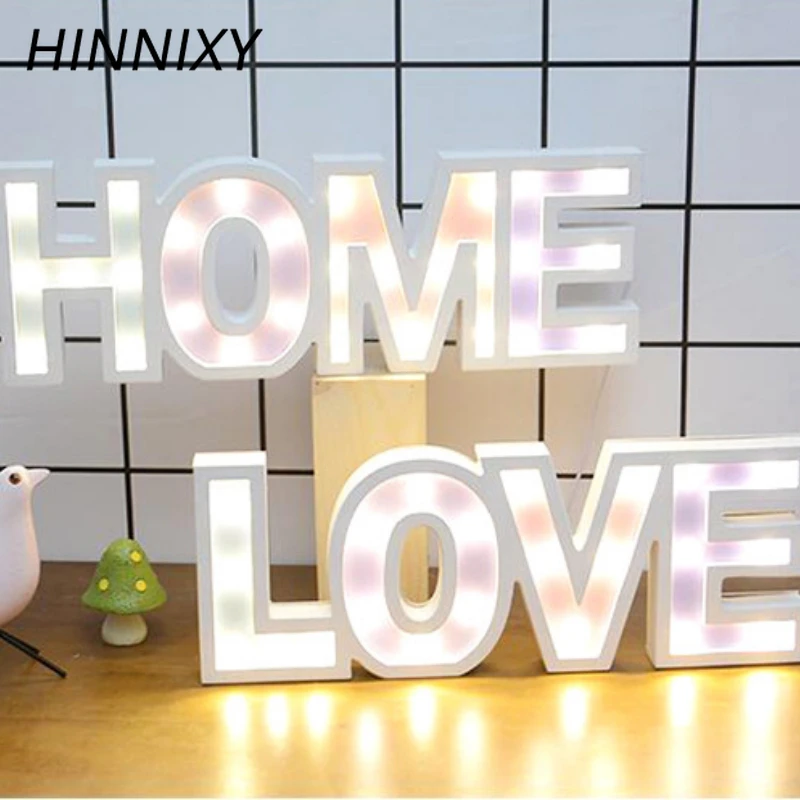 Hinnixy Золотой Деревянный светодиодный ночник A Z знак Алфавит лампа конфетного