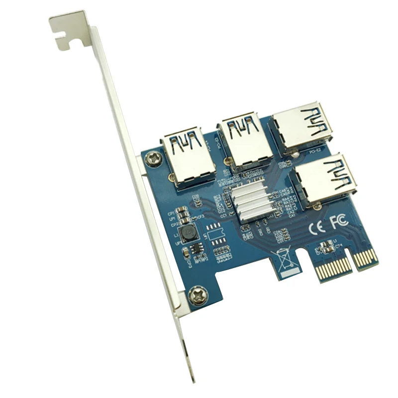 Pci-E 1X до 4 16X Слоты Riser Card Внешний адаптер 1 порт карта мультипликатор для Bitcoin Miner