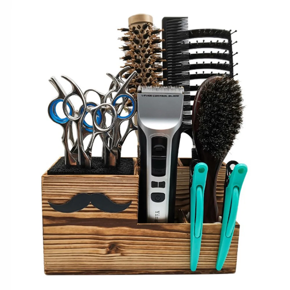

1pc Removable Wooden Hairdressing Tool Storage Box Scissors Display Rack Stand Salon Hairpin Comb Finishing Barbershop Supplies