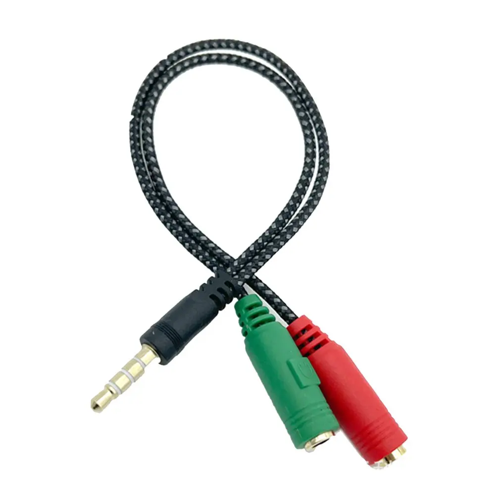 

New 2" 1 Cable Adapter Splitter 3.5mm Audio Headphones Headset To 2 Headphones Microphone Audio Cable For Earphone
